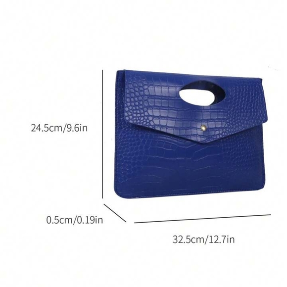 ‼️NEW‼️Blue Crocodile Embossed Clutch - Picture 2 of 10
